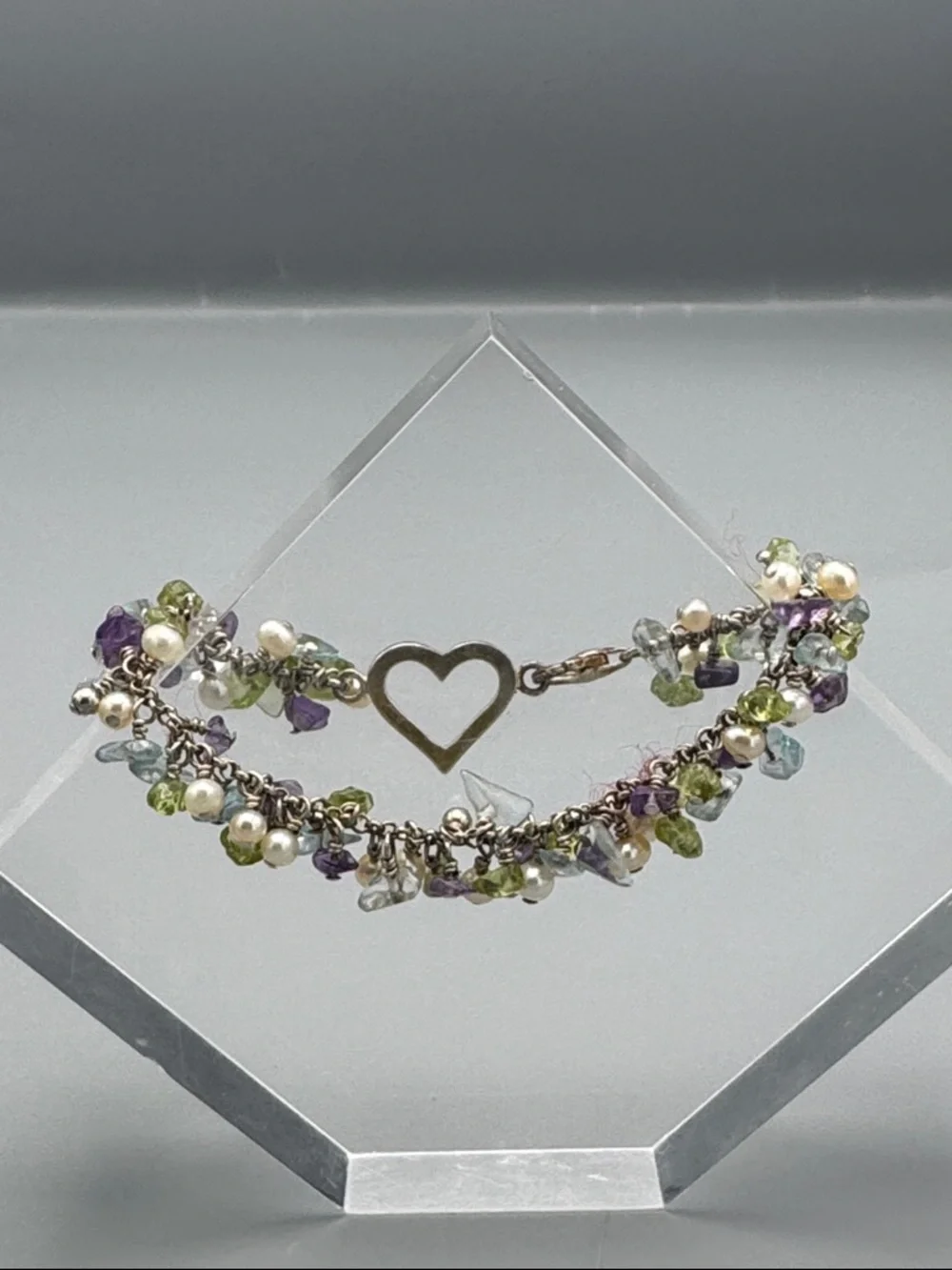 Sterling silver genuine pearl stone bracelet